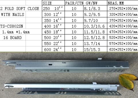 Concealed Undermount Soft Close Drawer Slides Heavy Duty Push To Open Type
