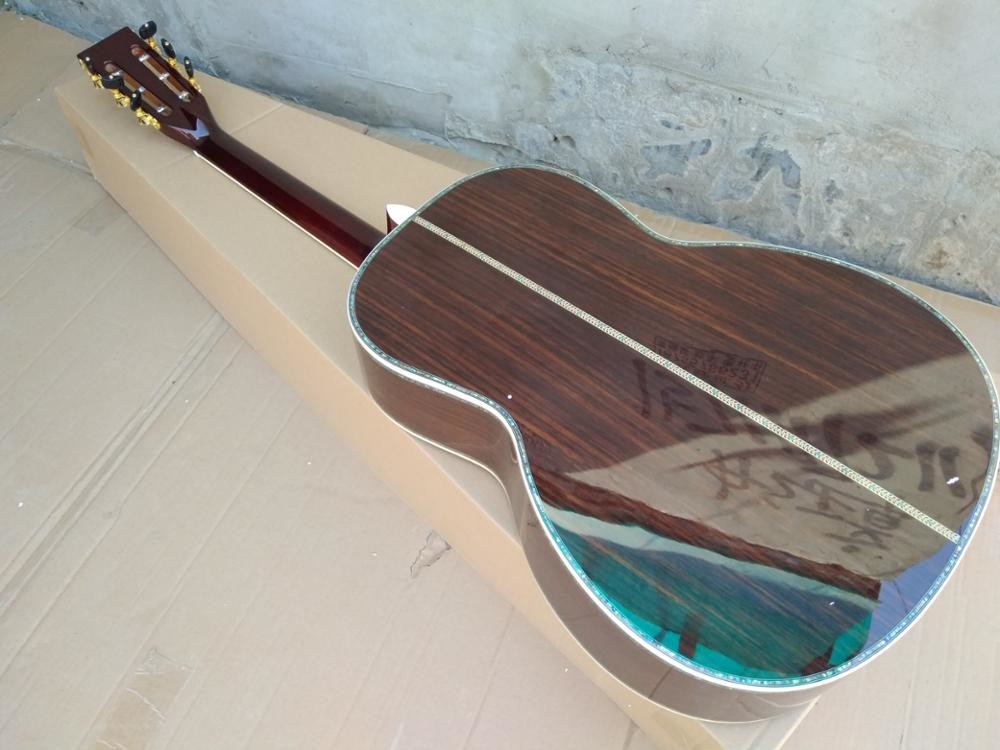 Wine red 39 inch 000 style acoustic guitar,Real Abalone inlays,Ebony fingerboard,Solid spruce top acoustic guitar