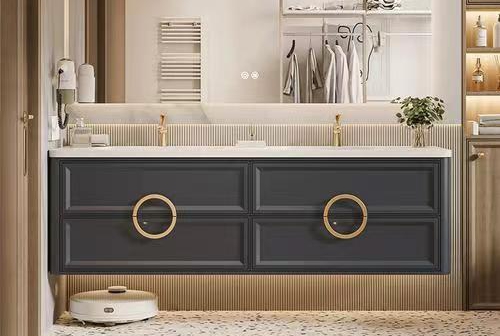 Modern Wooden LED Lighted Bathroom Cabinet with Mirror in Customized Color and Width 38-46