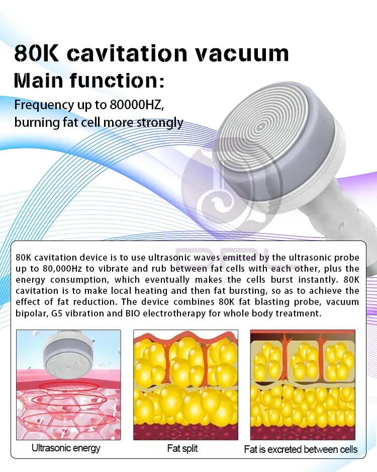 Anti Aging Vacuum Cavitation Machine 80K Laser Cellulite Remover