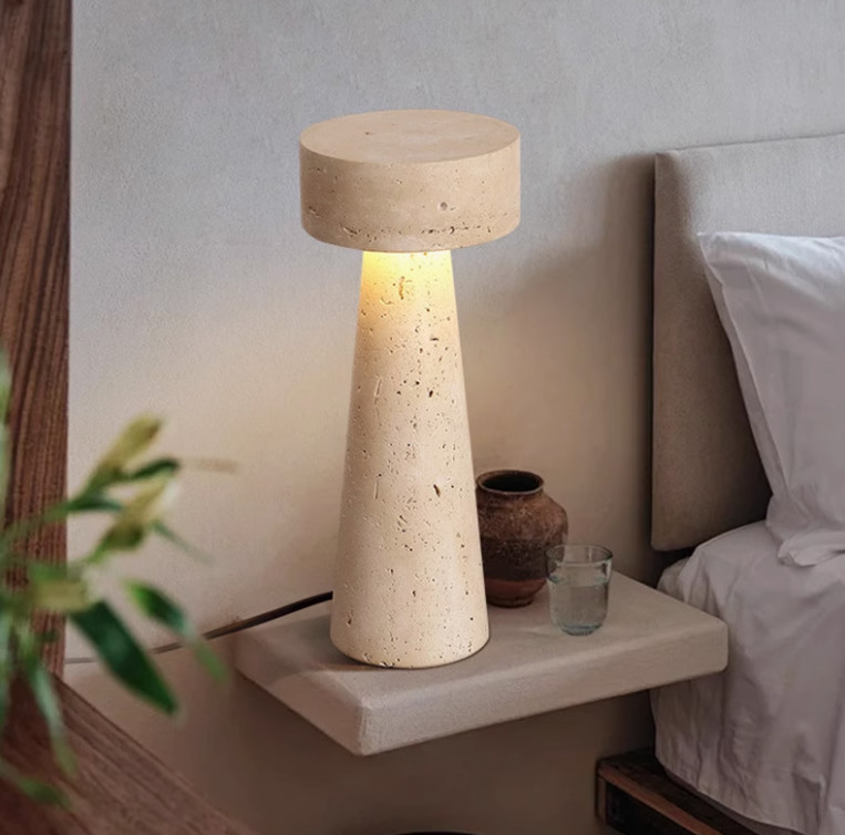Yellow travertine wooden table lamp bedroom for home decorator interior stone table lamp