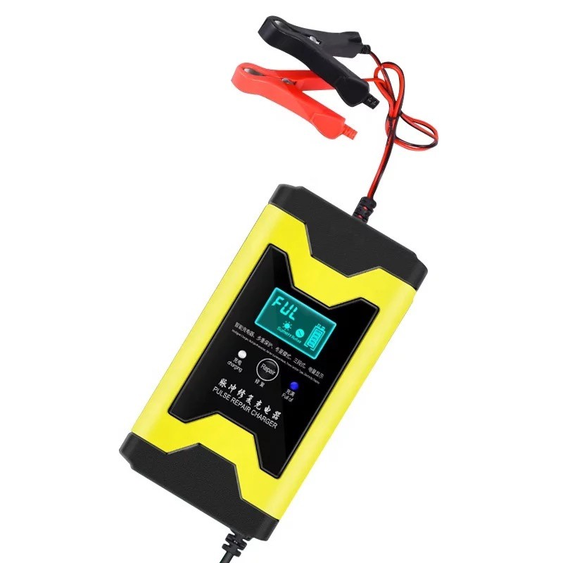 12V 6A Smart Lead Acid Battery Charger Full Automatic Charging Adapter for Car Motorcycle Electric Bike Scooter LCD Disp
