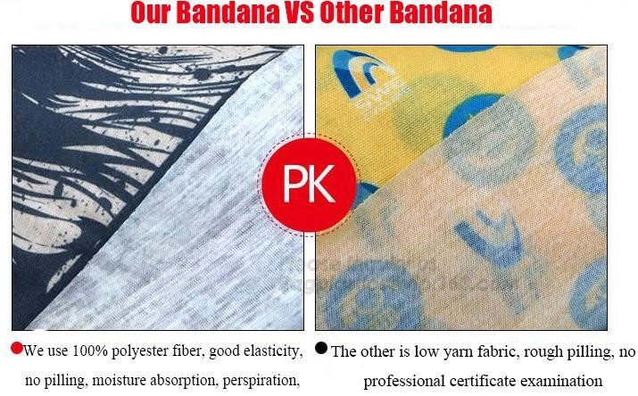 custom made digital sublimation polyester colorfast printed bandana,custom headwear printed seamless neck tube polyester