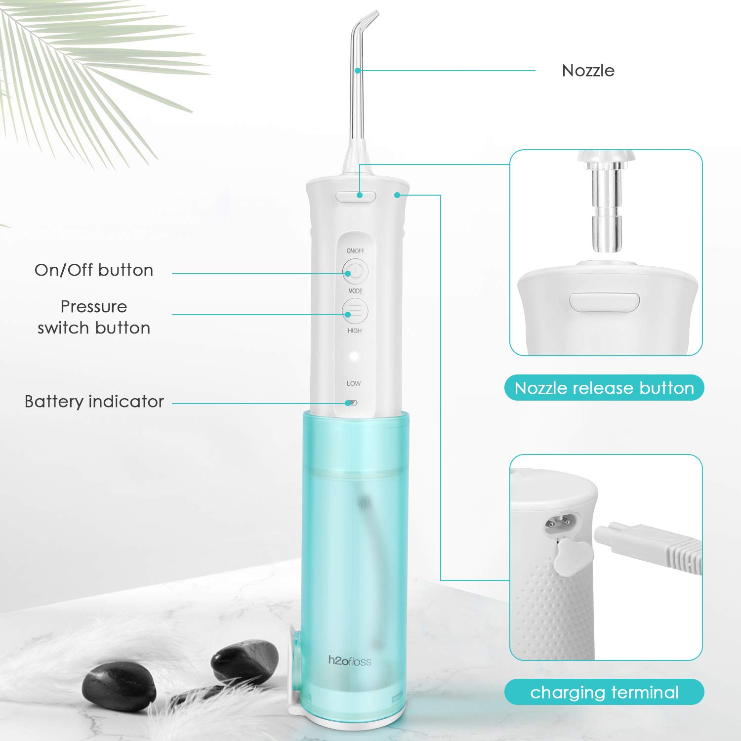 Oral Irrigator Detachable Water Flosser Portable Dental Water Jet Waterproof Teeth Cleaner 5 Nozzle 5 Modes UV IPX7 NEW