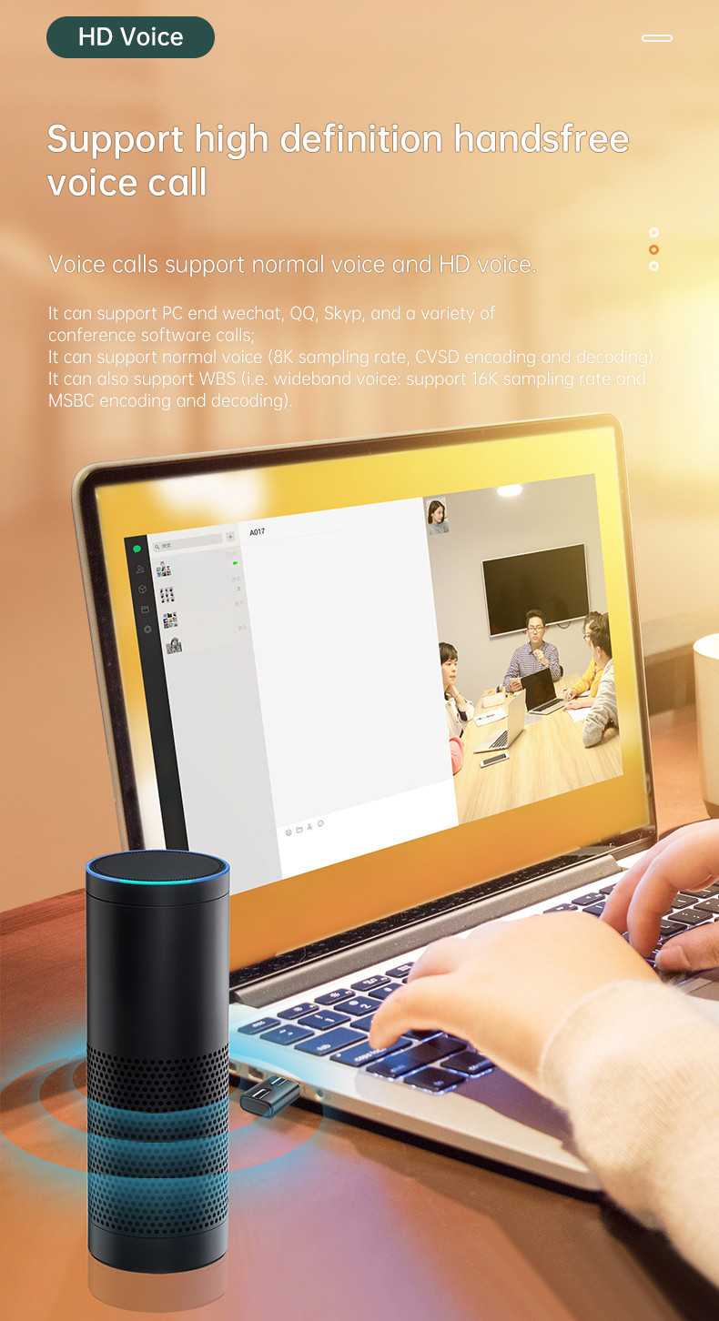 Wireless Stereo 10M Bluetooth Audio Receiver For PC TV Support AVRCP