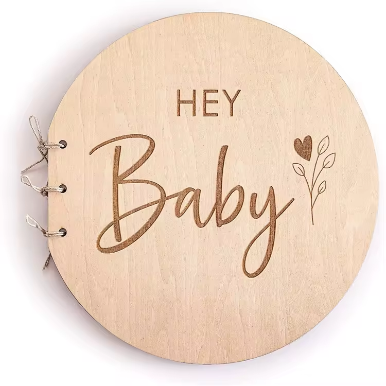 Handcrafted Plywood Baby Shower Souvenir Guestbook Milestone Wooden Circles