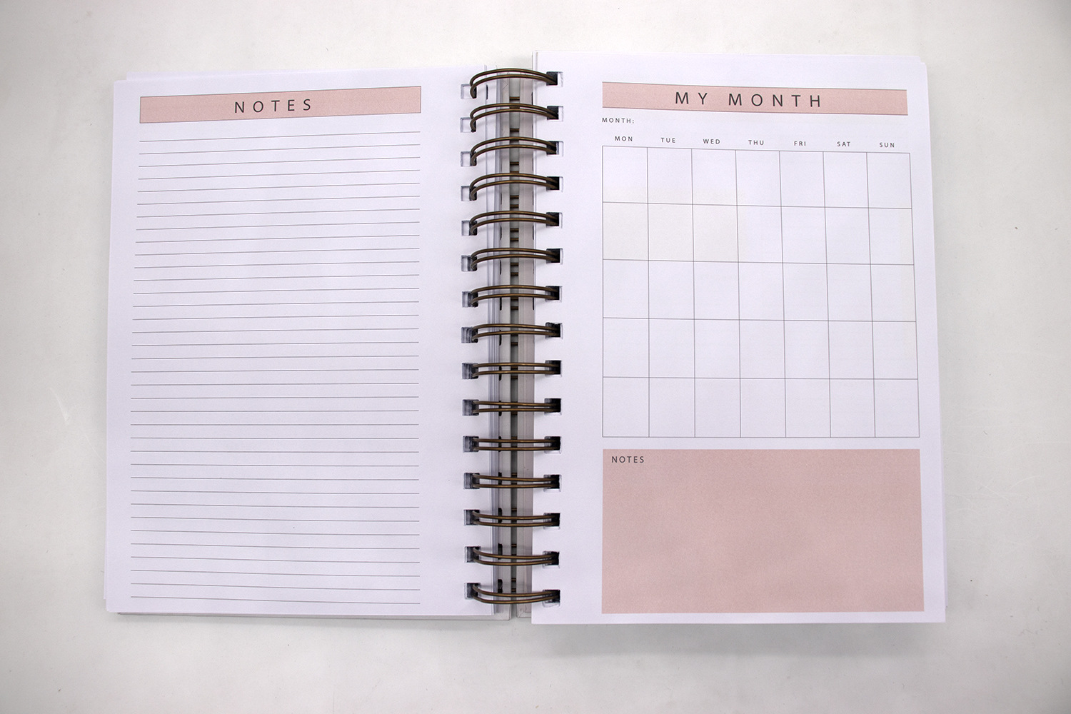 Paper Cover Custom Logo A5 Pink Spiral Weekly Monthly Manifestation Goal Diary Journal Planner Agenda Notebook