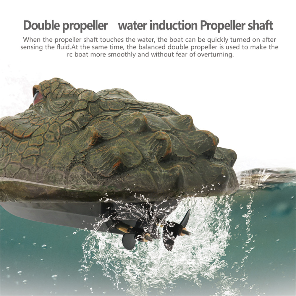 2.4ghz Remote Control RC Boat Simulation RC Crocodile Head Army Color