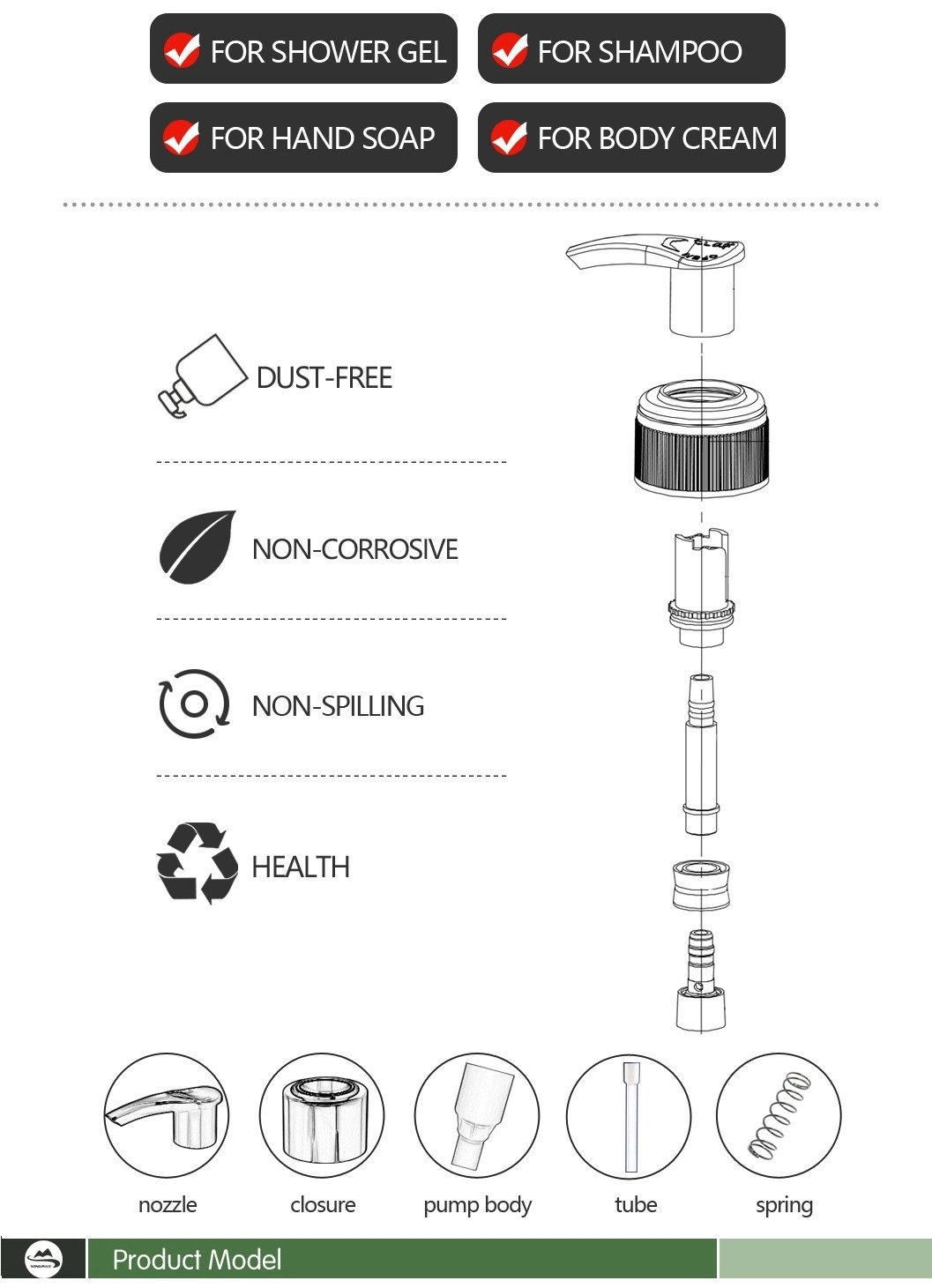 ODM PP 24/410 24mm Hand Soap Dispenser Pump