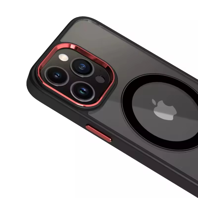 Metal Lens Camera Full Protective Transparent Clear Cases Magnetic Hard Back Cover Mobile Phone Case For Iphone 13 14 15 Pro Max