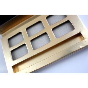 Matte Gold Empty Eyeshadow Palette Metalized Paper Customized With Brush