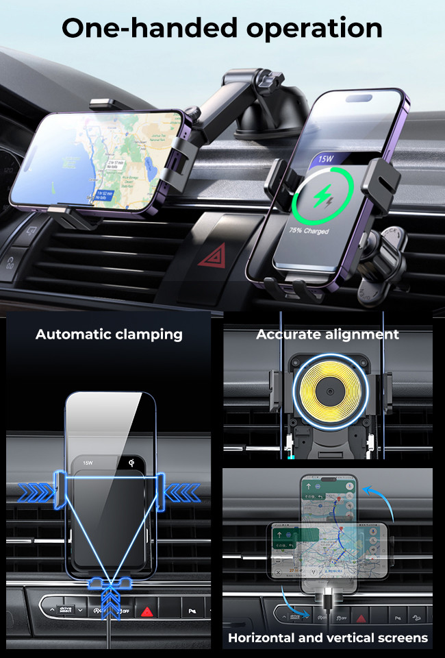 Three Way Automatic Adjustment Iphone Magnetic Car Mount With Sliding Cover