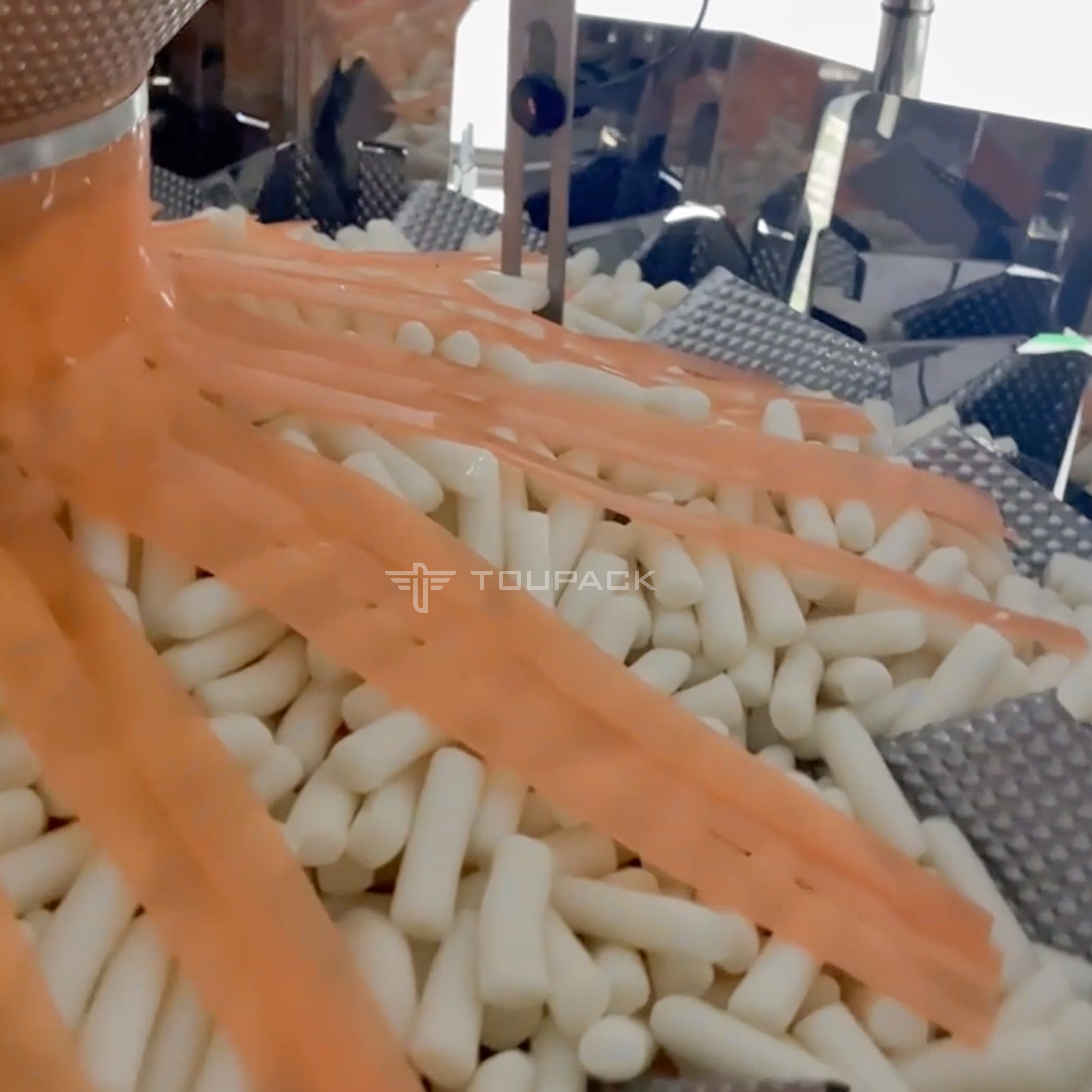 Semi Automatic Hand Bagging Rice Cake Weighing Packaging System With 14 Multihead Weigher