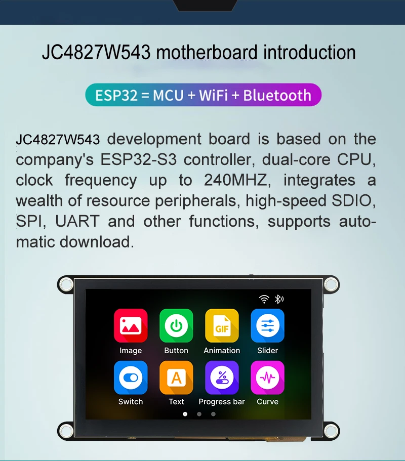 Capacitive Touch 5V TFT HMI Display Module RGB 65K Color Touchscreen JC4827W543