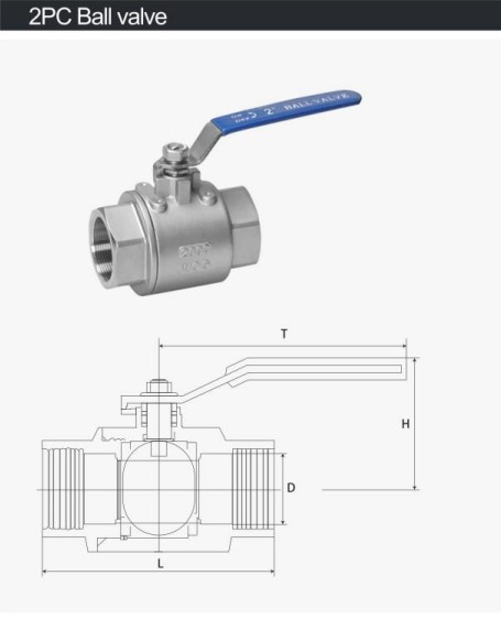 Stainless Steel Two-Piece Ball Valves Are Available in 201/304/316/Wcb Specifications