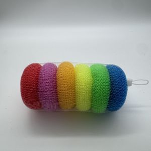 Multicolor Plastic Mesh Scrub Ball for Kitchenware Cleaning