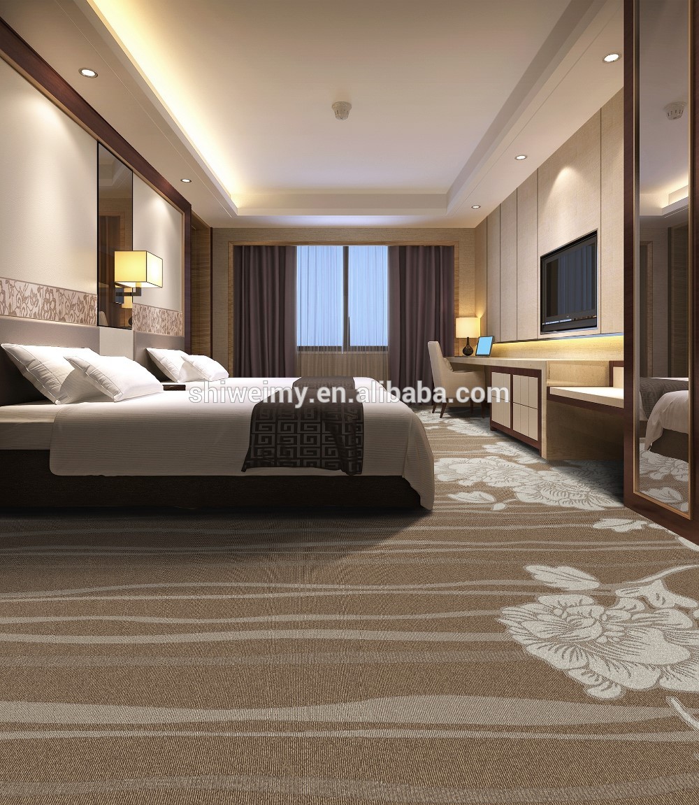 Wool carpets, High cut low pile blend jacquard carpets from bedroom