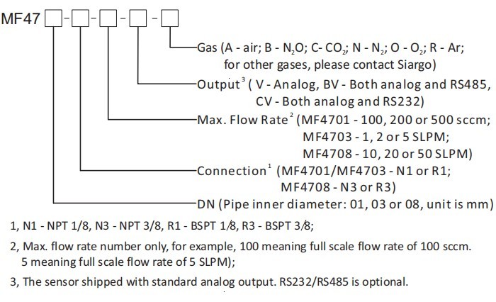 MF4700 Gas MEMS Air Flow Meter / Gas Compressed Nitrogen Oxygen Mass Air Flow Sensor