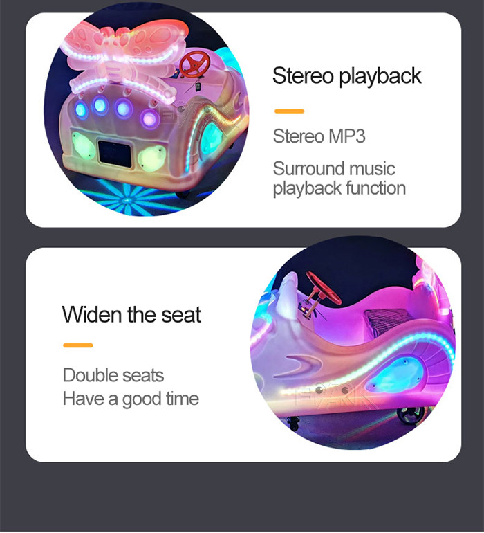 Luminous Butterfly Kids Bumper Car Powered By 24v Battery