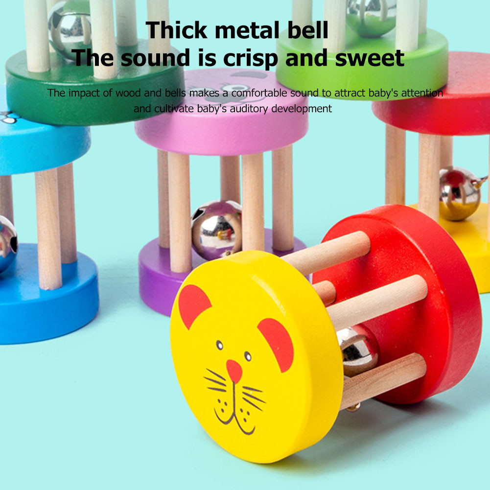 Montessori Rattle 1.9in Wooden Musical Toys Baby Wooden Instrument Set