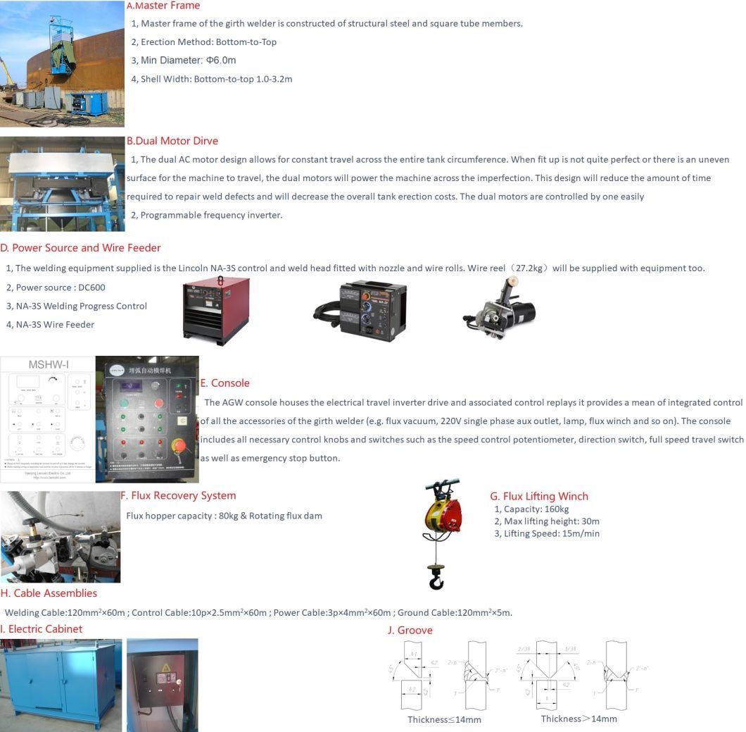 Automatic Tank Girth Welding Machine and Steel Plate Horizontal Welder
