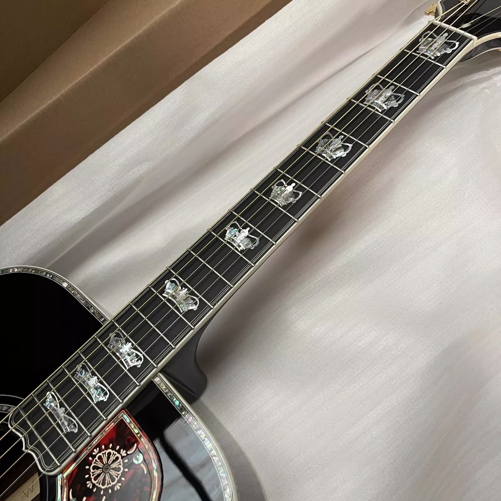 Custom Gibson Style Crown Monarch Type Sunburst Color SJ200 ALL Solid Wood Jumbo Acoustic Guitar