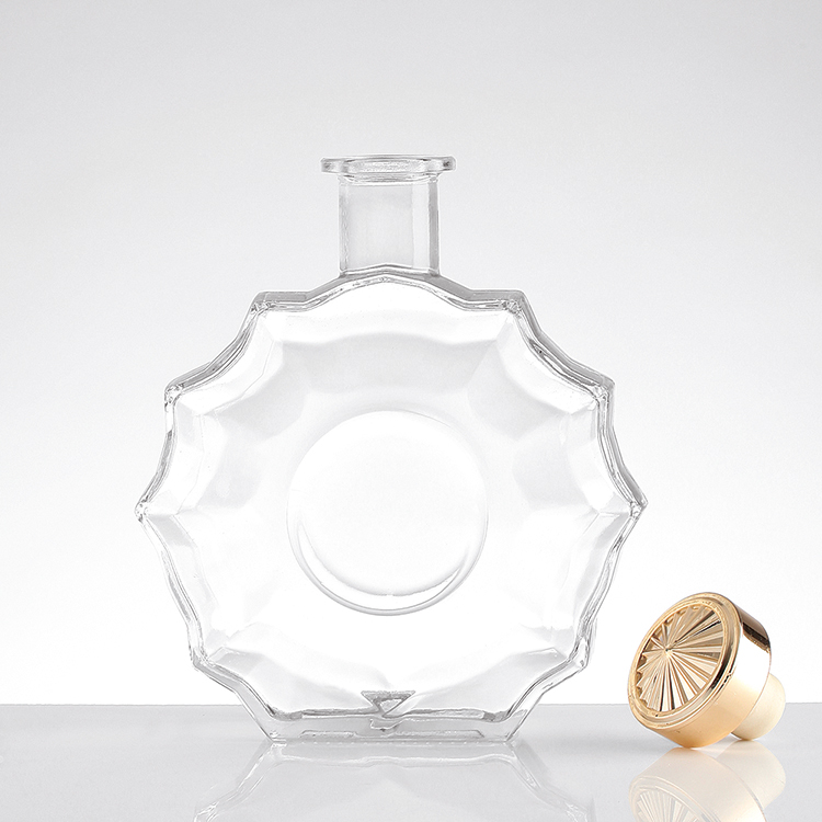 Super Flint Glass Luxury Unique Shaped 500ml 750ml Wine Glass Bottle with Cork