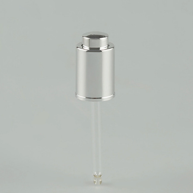 ABS Press Dispensing Essential Oil Dropper Shiny Silver 18mm