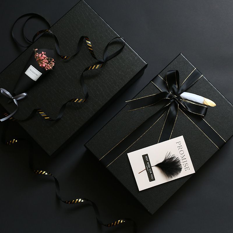 Black Color Secret Suprise Gift Packaging Paper Box for Jewelry Necklace Ring Bracelet Watch Gift
