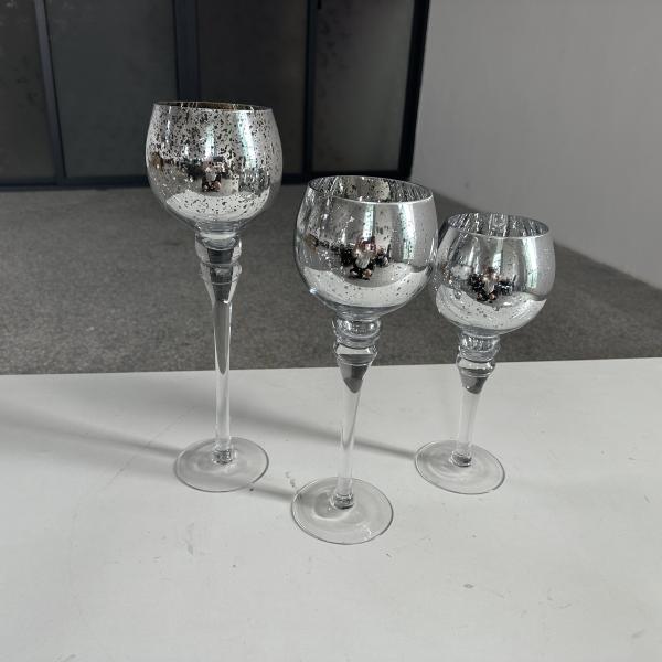 Wedding Part Supplies Glass Candle Holder 3 pcs Set Custom Size Luxury Wedding