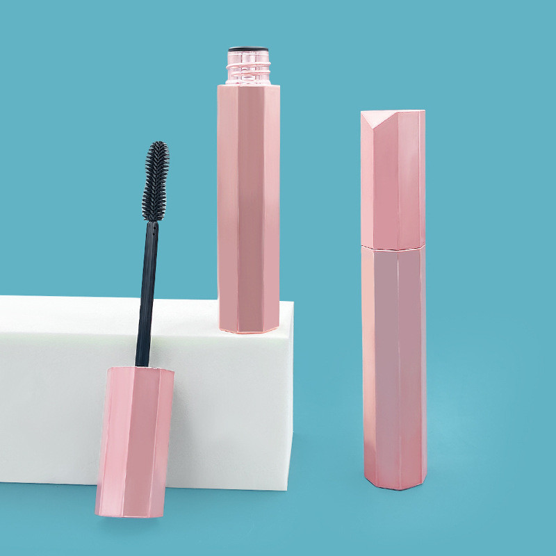 Octagonal Pink Empty Plastic Mascara Tube Silk Print 15g