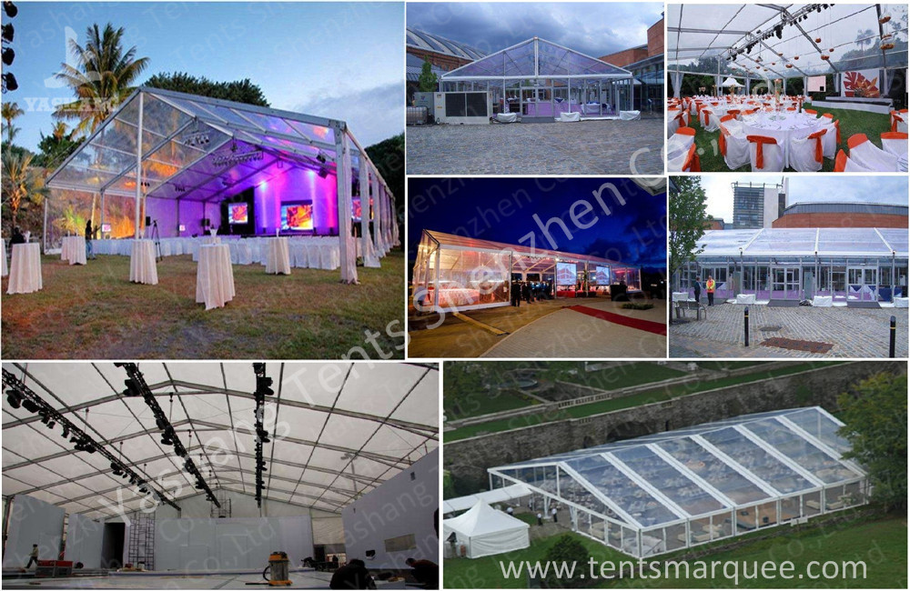 Beautiful Transparent Fabric clear top tent rental , outdoor party tents Decorated with Lantern