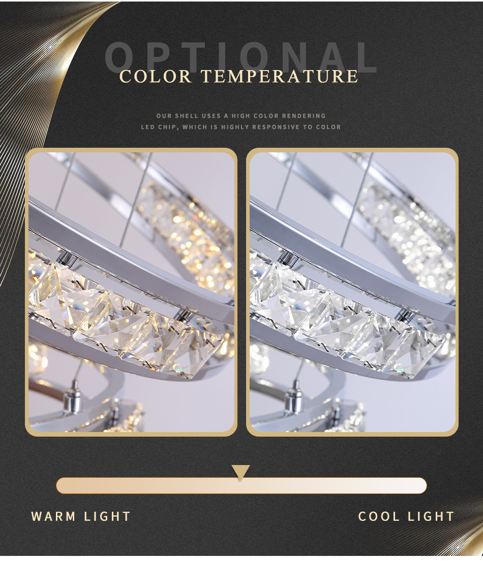 Luxury Crystal Living Room Chandelier Creative Ring Design Lobby Lamp(WH-NC-41)