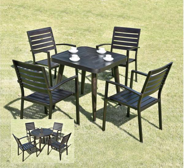 Waterproof Garden Metal Dining Set / Cast Aluminum Outdoor Furniture Table And