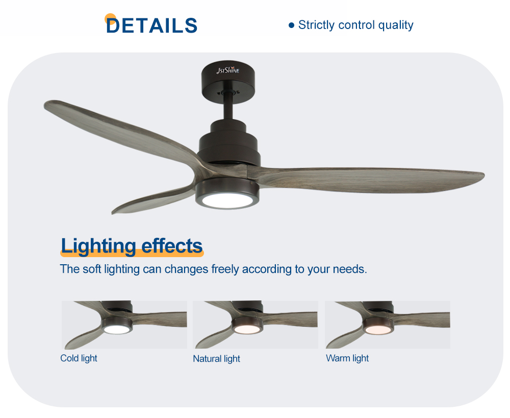 Lighting Solutions Service LED Ceiling Fan with 3 Wooden Blades and Remote Control