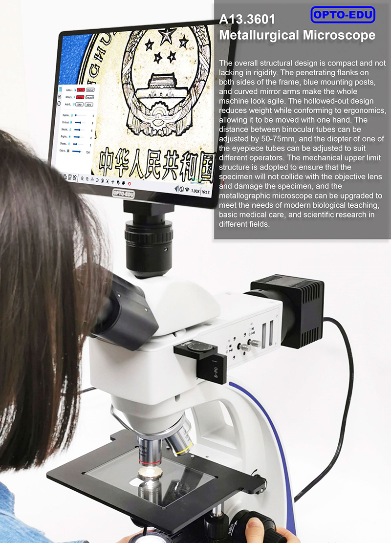 OPTO EDU A13.3601 Binocular Metallurgical Microscope Transmit And Reflect Light