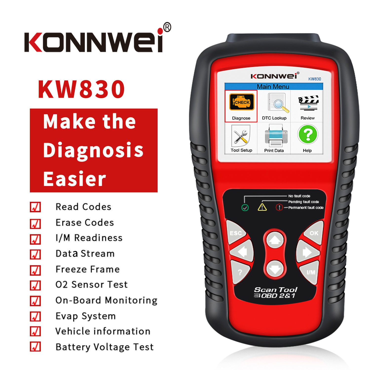 Portable Car Engine Diagnostic Tool 2.8 Inches TFT Screen 24 Months Warranty