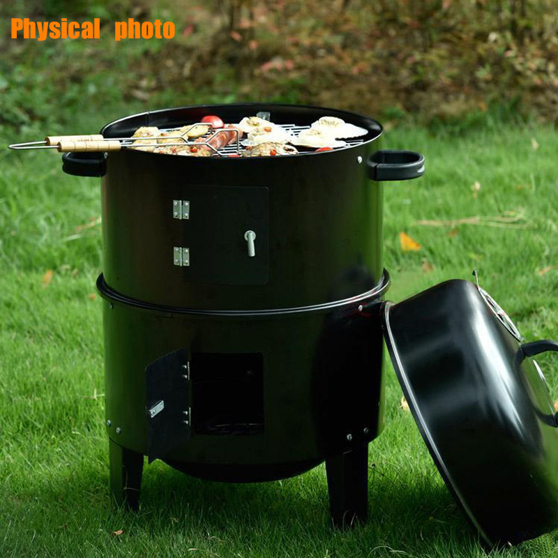 3 in 1 Outdoor Portable Charcoal BBQ Grill Smoker with Metal/Cold Rolled Steel