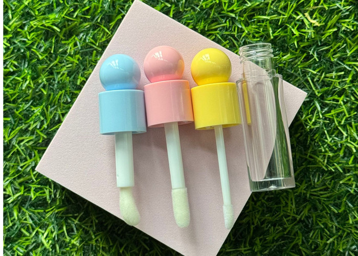 Spherical Cap 6ml Large Brush Lip Gloss Bottle Cute Round Cosmetic Lip Gloss Stick Tube Empty Lip Oil Container