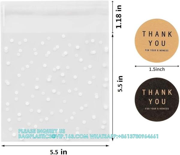 Self Adhesive Candy Cookie Bags, Sticker, Treat Bag Popcorn Party Favor Bag