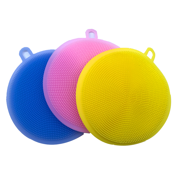 BPA-free Eco Kitchen Sink Antibacterial Brush Tool Silicone Scrubber Purple Dish Washing Sponge for Washing Dish in Multicolour