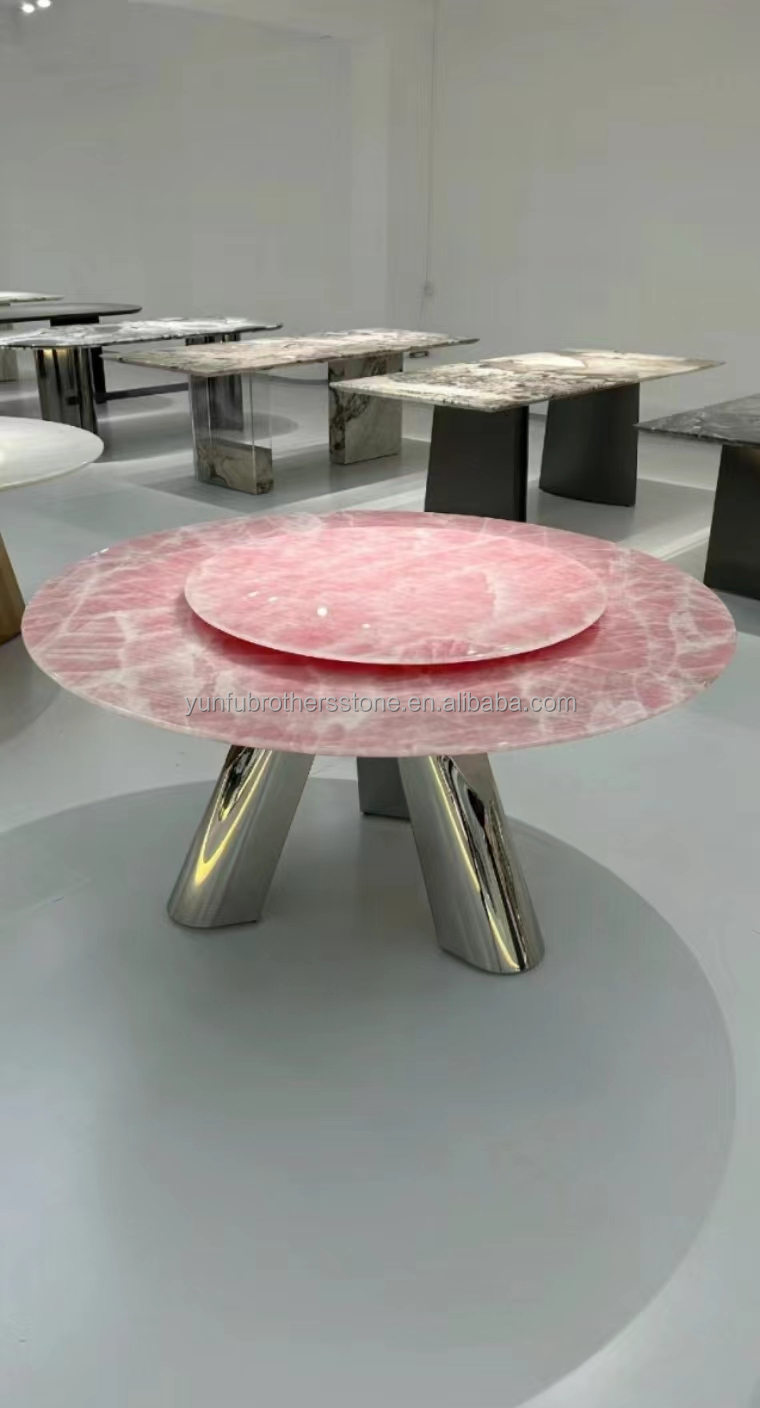 Natural Stone Backlit Pink Onyx Translucent Stone Slab for Modern Table and Batutub