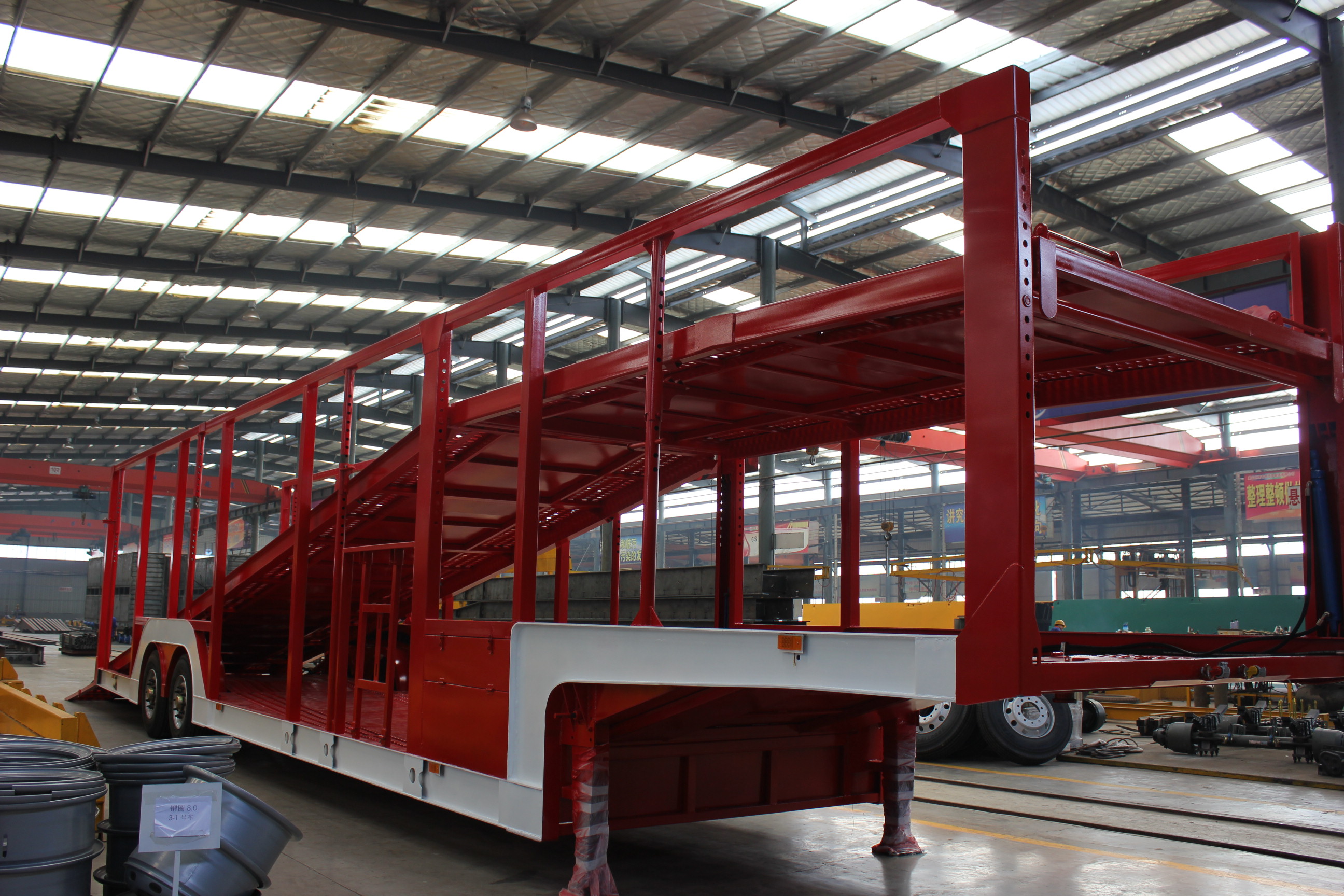 3 Axles Car Carrier Semi Trailer with Steel Material and 40000KG Payload