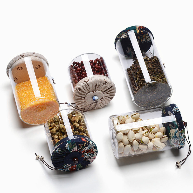 Cloth Cover Sealed Borosilicate Glass Storage Jars