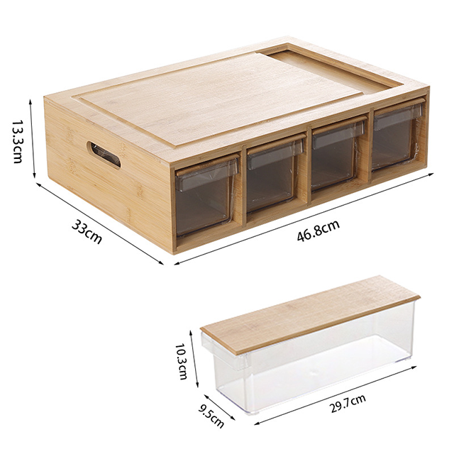 Customized Bamboo Cutting Board with 4 Trays and Lids for Slicing CE Certificate