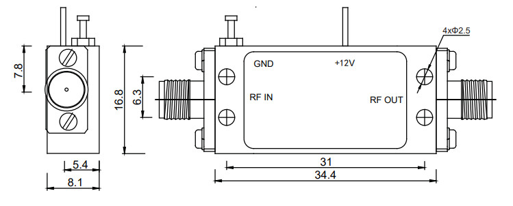 2 To 18 GHz Ku Band Power Amplifier P1dB 17 dBm Wifi RF Amplifier