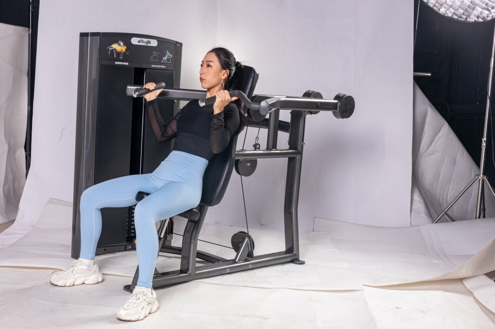 Shoulder Press Ax Series Indoor Commercial Pin Loaded Gym Equipment with Neutral and Overhand Handle Positions for Distribution