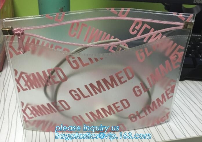 Plastic Bag OEM Custom PVC Loop Handle Image Printed Plastic Shopping Bag,Promotional Clear Waterproof Plastic Cosmetic