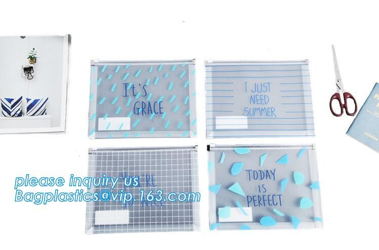 pvc Zip lockkk document file bag,Three-dimensional PVC Document Bag File Zipper Bag with Front Label Pocket bagplastics pac