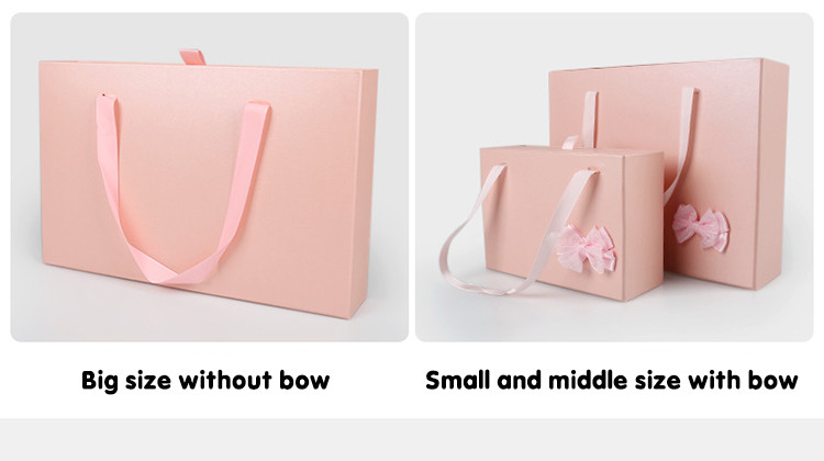Custom Pink Fashionable Gift Packaging Box Portable Drawer With Ribbon
